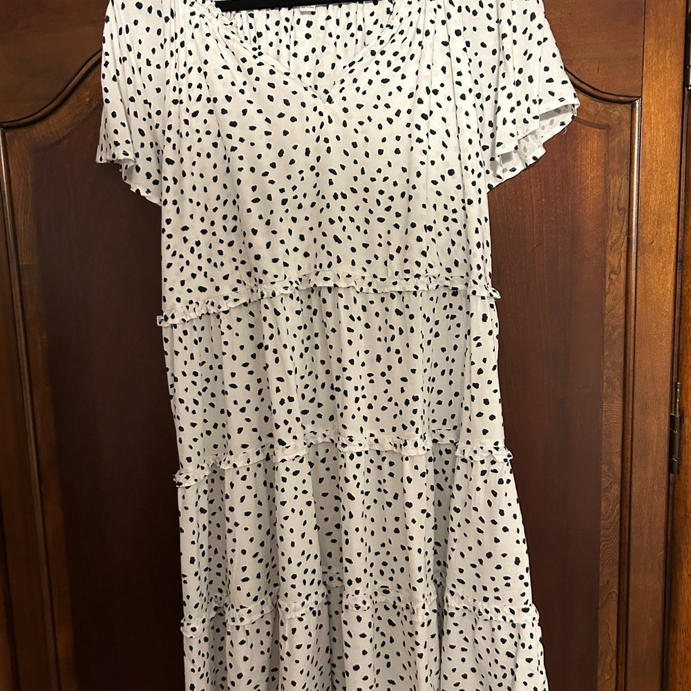 Boutique beachlunchlounge Black and White Spotted Bathing Suit Coverup Dress